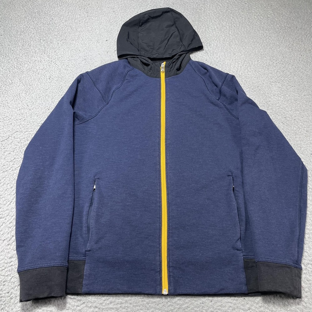 Lululemon Hoodie Mens Large Blue Full Zip Contrast Hood‎ Sweatshirt Athletic